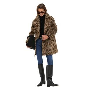 Flawed Tuckernuck Women's Peacoat Medium Leopard Brushed Wool Harley Polyester